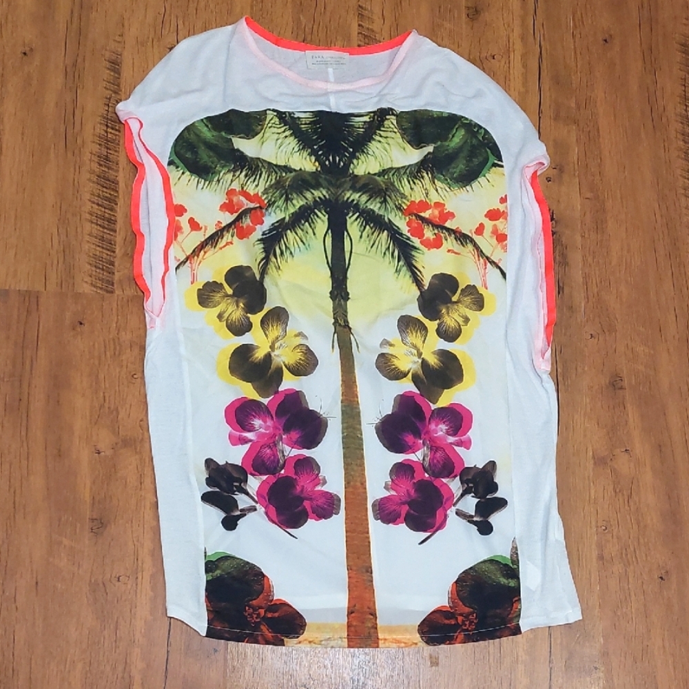 Zara Tropical Print Swimsuit Coverup, Size S